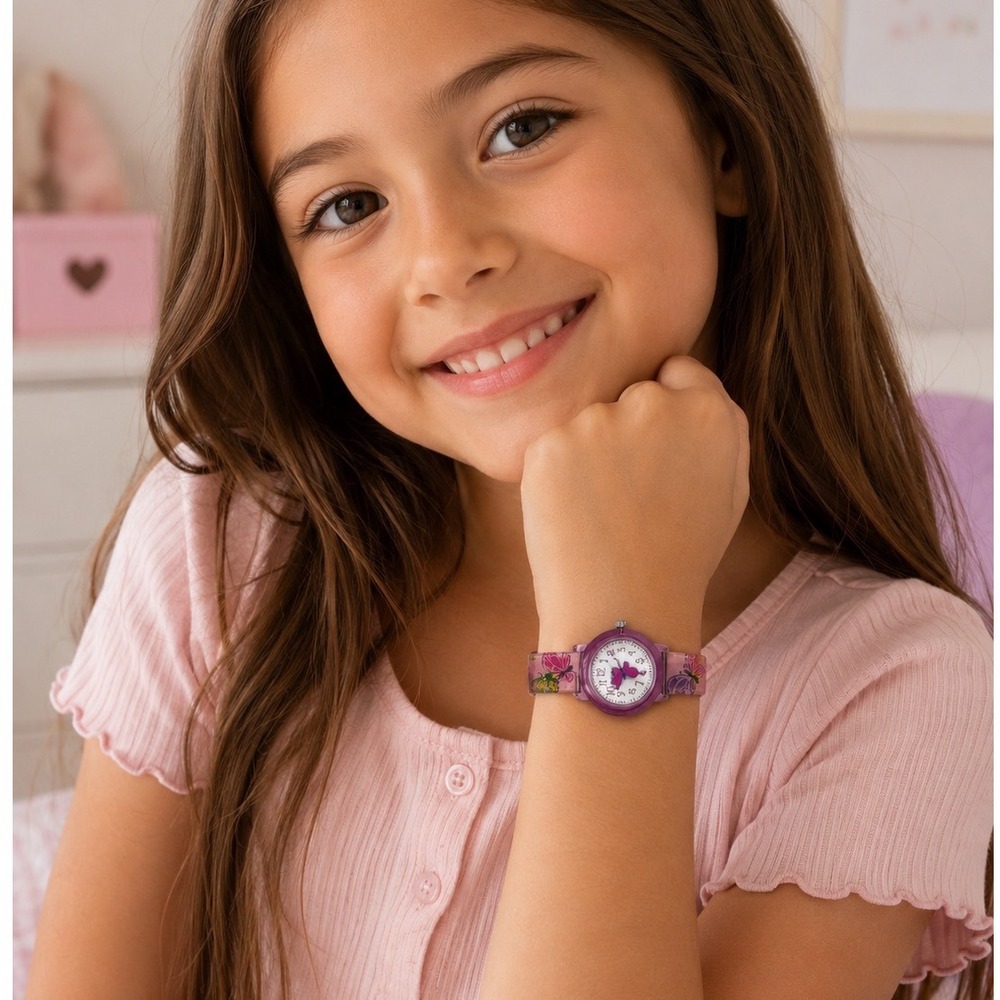 Lucky Watch Girls Butterfly Watch Moving Butterfly Pink Japan Movt Working
